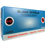 Hi Lift Black Shield Nitrile Disposable Gloves - Latex Powder free 100 PCS