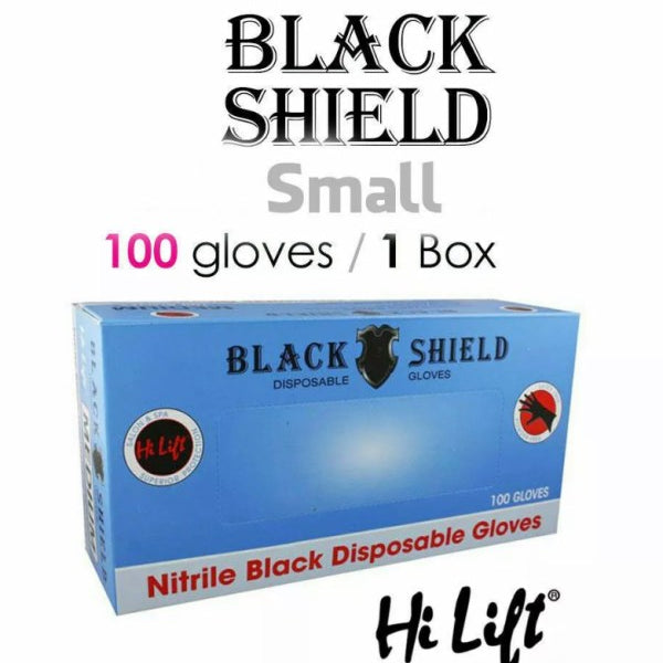 Hi Lift Black Shield Nitrile Disposable Gloves - Latex Powder free 100 PCS