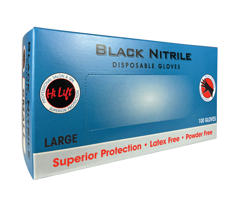 Hi Lift Black Shield Nitrile Disposable Gloves - Latex Powder free 100 PCS