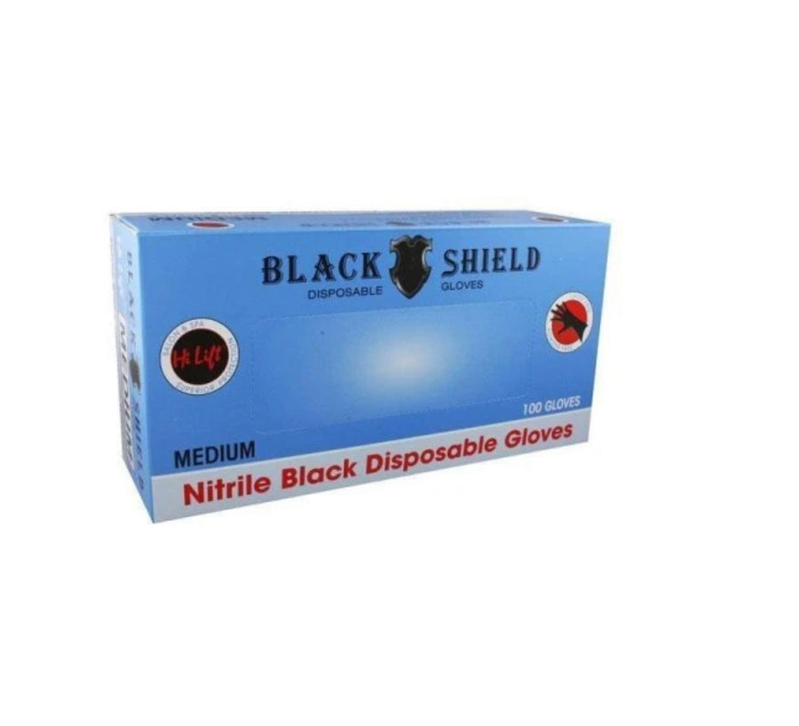 Hi Lift Black Shield Nitrile Disposable Gloves - Latex Powder free 100 PCS