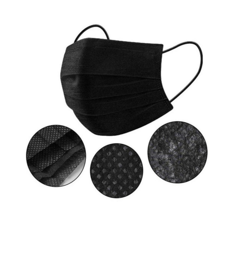 Black Disposable Face Mask - 10 pack
